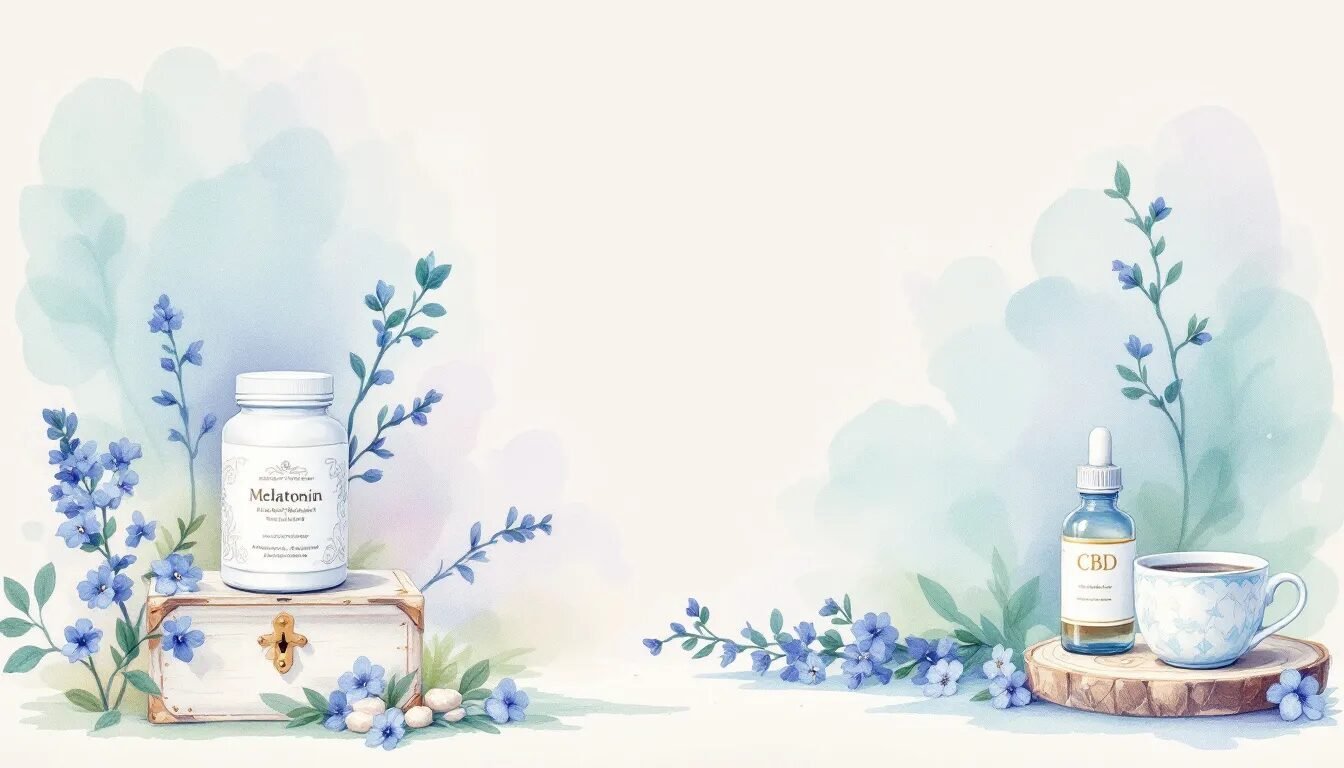 A collection of medications and supplements for sleep and pain relief.